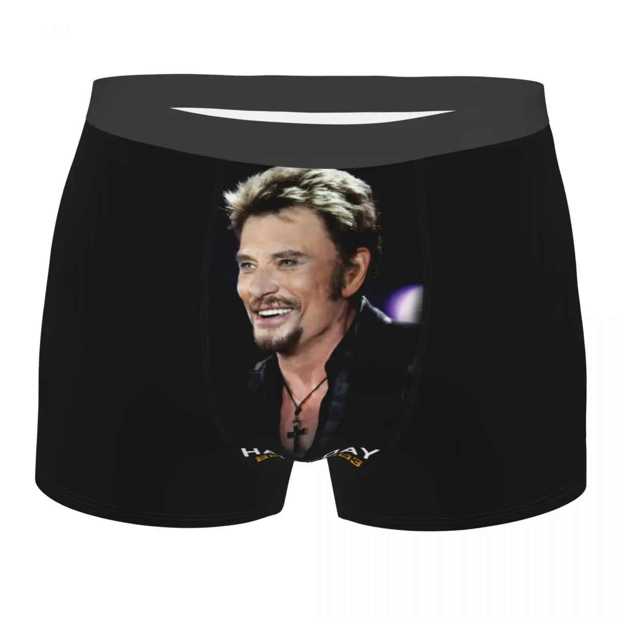 Custom Johnny Hallyday French France Singer Underwear Men Breathbale Boxer Briefs