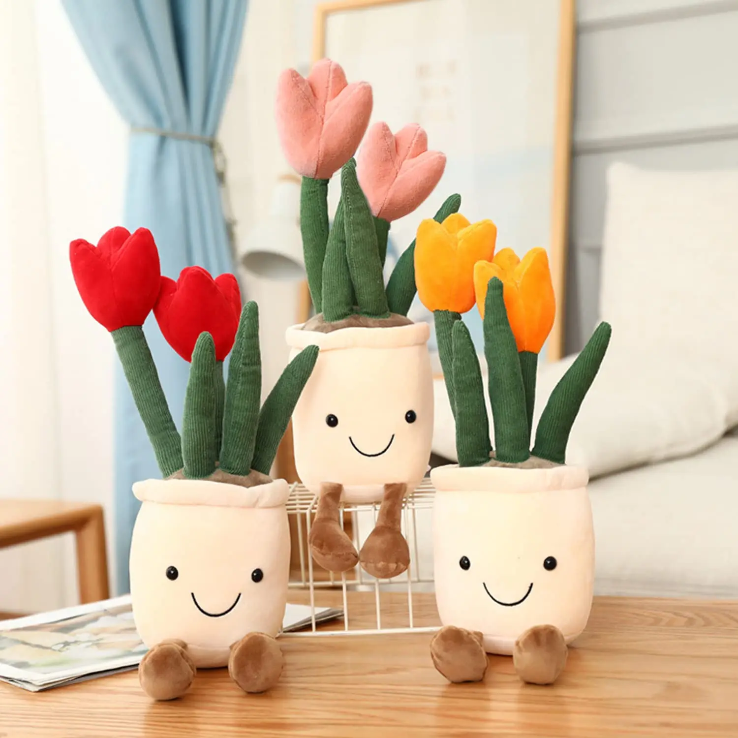 

Succulents Tulip Plush Toy Cute Succulents Plushies Stuffed Potted Plants Plush Doll Soft Plush Succulent Gifts for Kids Boys