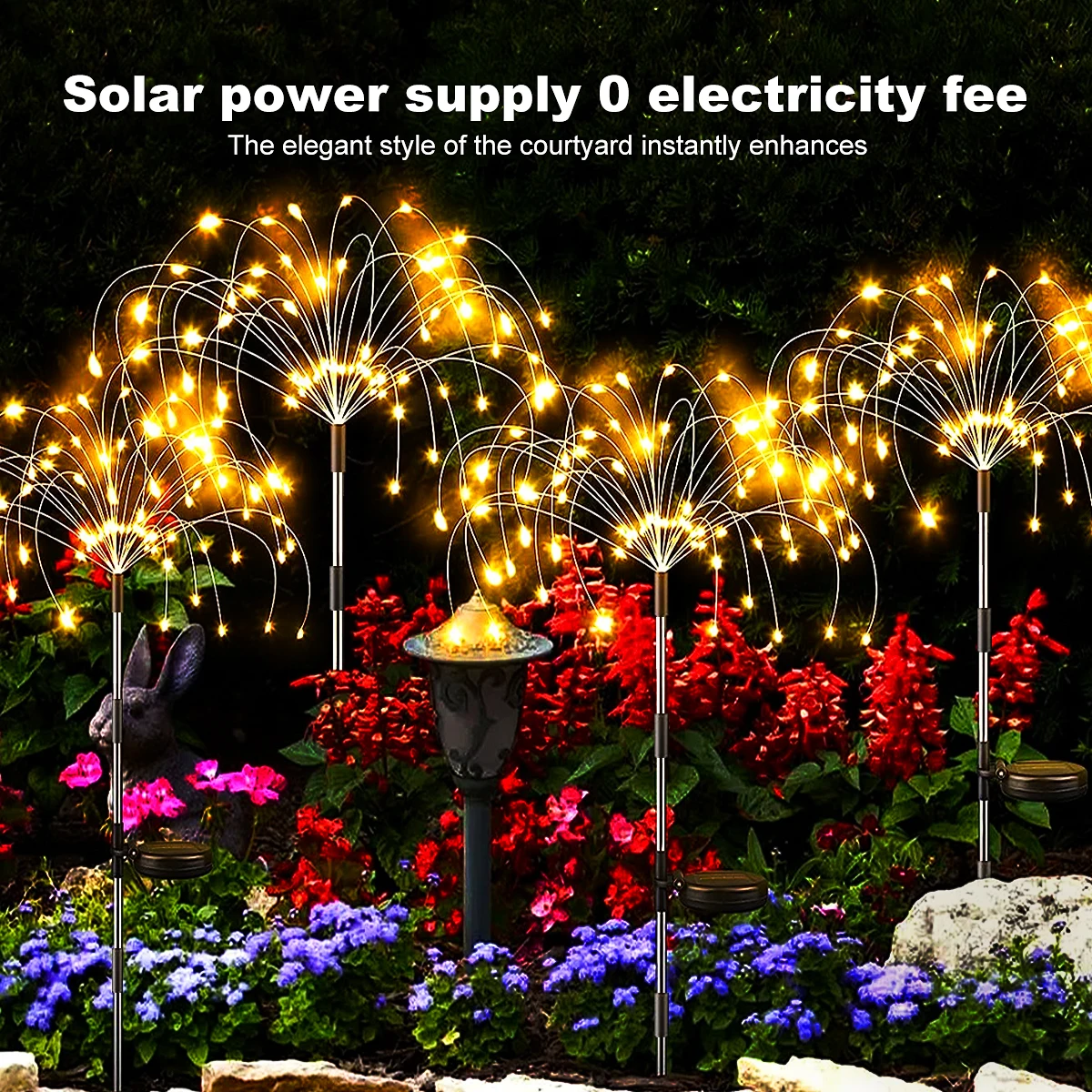 LED Solar Power Firework Lights Garden Decoration Fairy Lights Waterproof Outdoor Dandelion Lawn Lamp for Patio Garden Decor