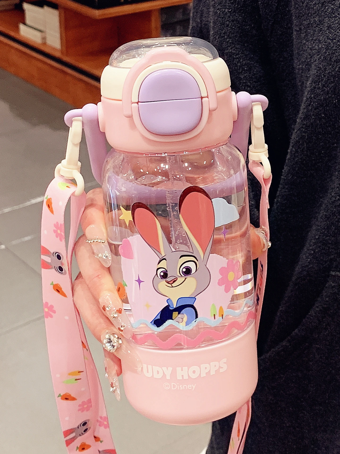 可愛い動物柄ストロー付き水筒-女の子用-小学校-小学生向け-特別版-新2026年版-持ち手付き携帯カップ