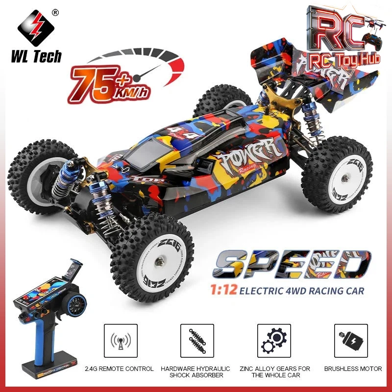 WLtoys 124007 1:12 Scale RC Car Brushless Motor 4WD Alloy Chassis High Speed Remote Control Racing Buggy Off Road Model Toy Gift
