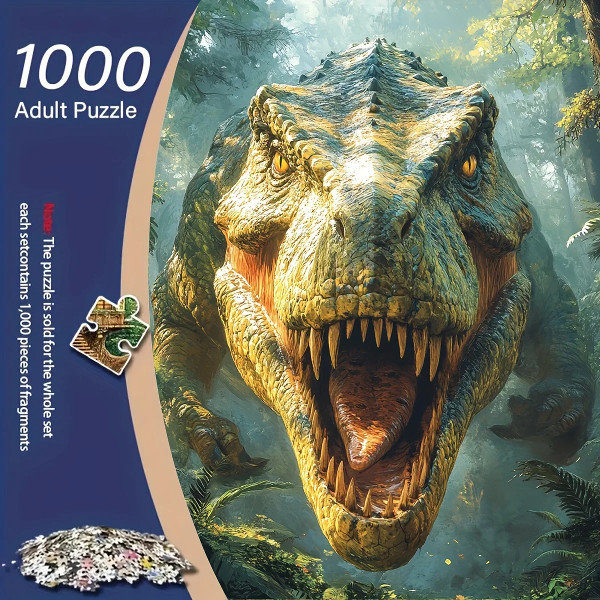 1 Stück, 1000 Stück DIY-Dinosaurier-Puzzle, 50 x 70 cm / 19,7 x 27,6 Zoll, pädagogisch und lustig für Heimwerker, Halloween und Weihnachtsgeschenk