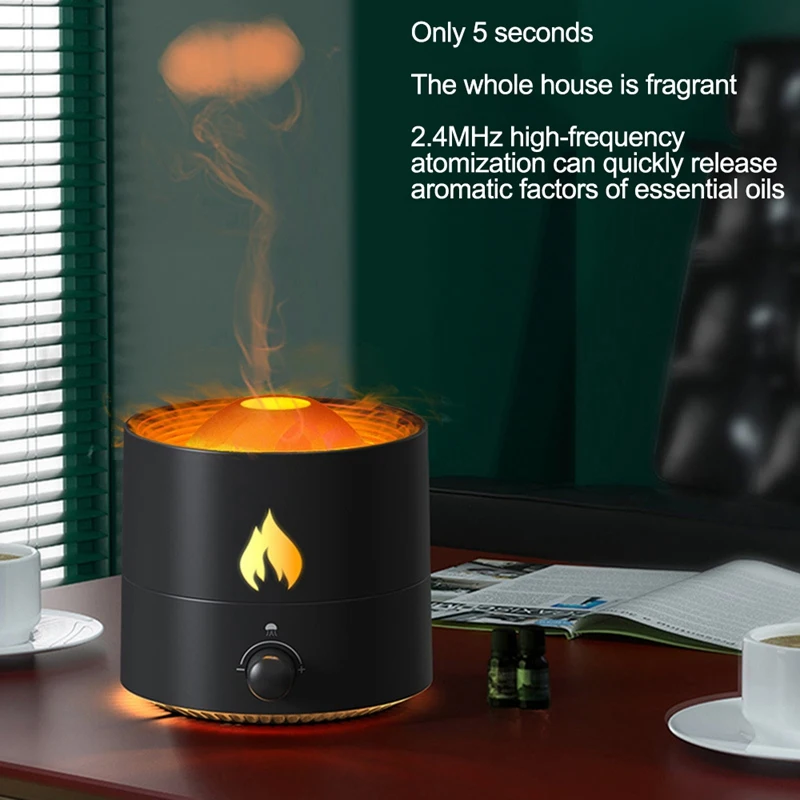 محاكي لهب ناشر زيوت عطرية للعلاج بالروائح ، تخفيف التوتر ، مرطب هواء برائحة الدخان ، من من إنتاج قنديل البحر