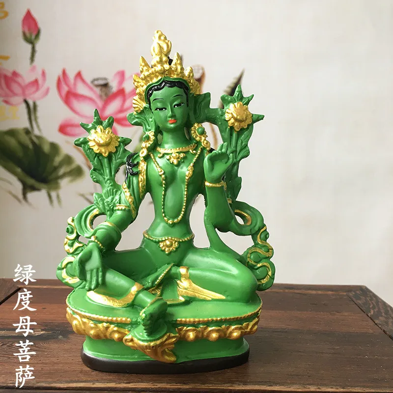 

Зеленая Тара Бодхисаттва тантрическая статуя Будды из смолы Avalokitesvara окрашенная Будда