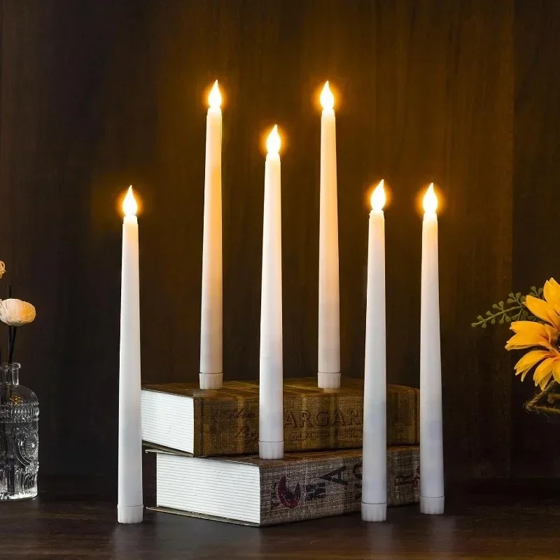 3D Taper Long-pole Candles Lights LED Flameless Pointed Candle Light Battery Electronic Tealight Wedding Christmas Party Decor