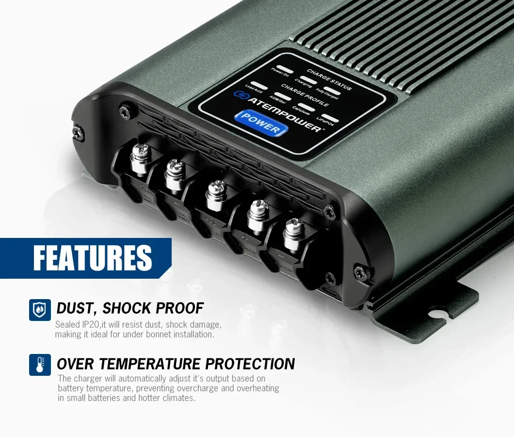Lithium Battery Lead Acid Car RV 30A 12V Dual Battery System DC TO DC Battery Charger