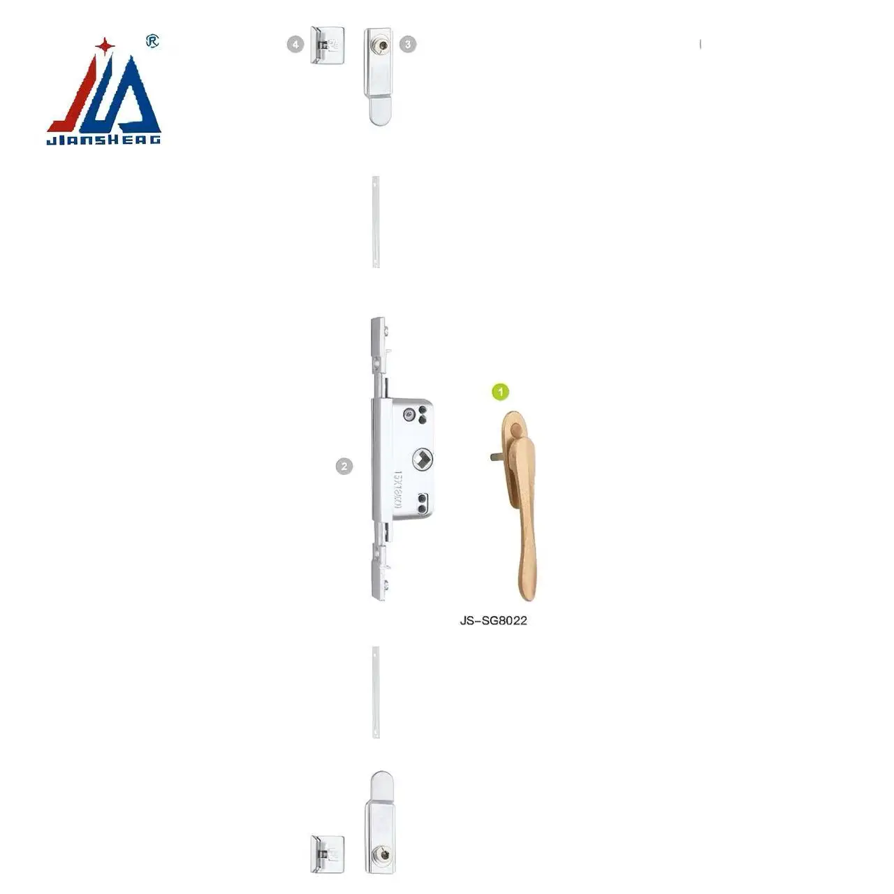 نظام قفل عالي التحمل بنقطتين مع صندوق قفل من الألومنيوم وأنبوب مربع للاتحاد الأوروبي، أمان عالي للأبواب والنوافذ