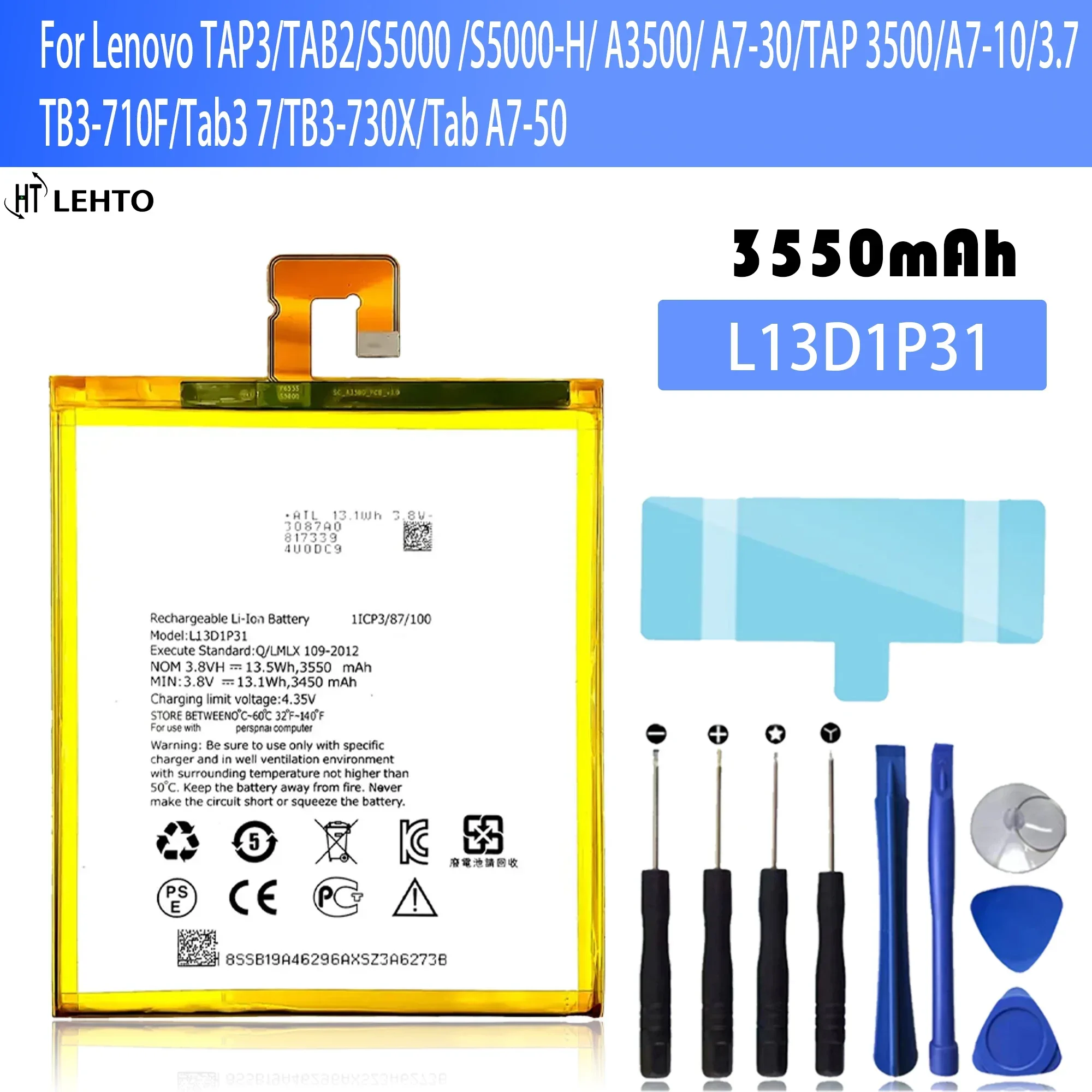 New 100% Original L13D1P31 Battery For Lenovo Pad A3500 S5000 S5000-H Tab3 7  710i 710F Tab 2 A7 A7-30 A7-10F A7-20F Batterie