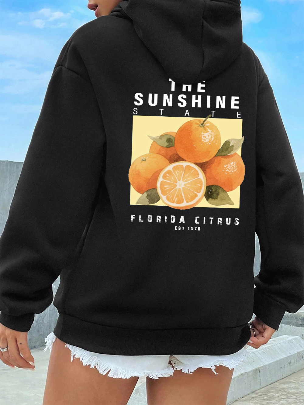 Florida Citrus Est 1570 Prints Hoodies Womens Casual Loose Sweatshirts Fashion Pocket Pullovers Winter Fleece Warm Woman Clothes