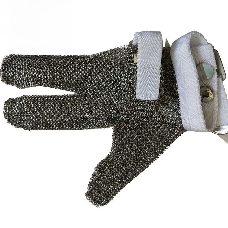 Stainless steel dense hole non-clamping steel ring three-finger gloves