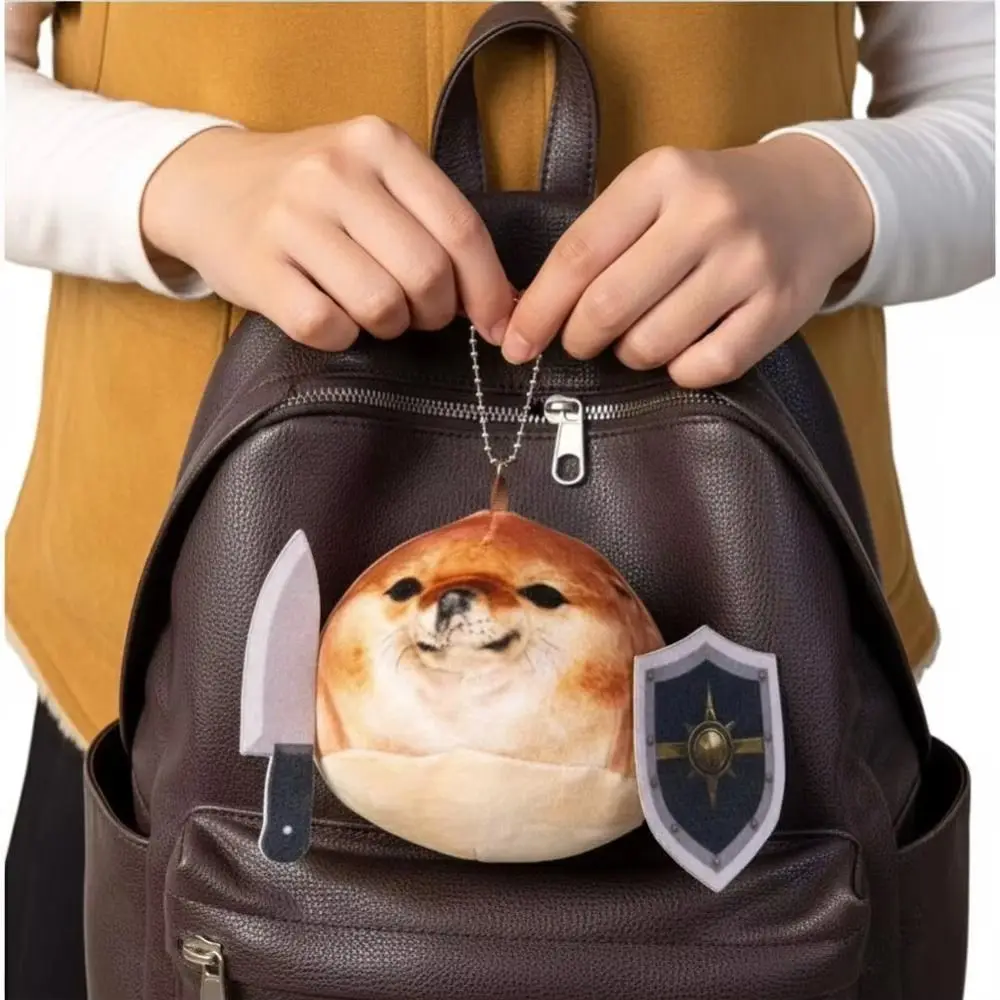 PP Cotton What The Dog Doing Pendant Doll Cartoon Cotton Shiba Inu Dog Abstract Toy Soft Animal Shield Dog Plush Keychain
