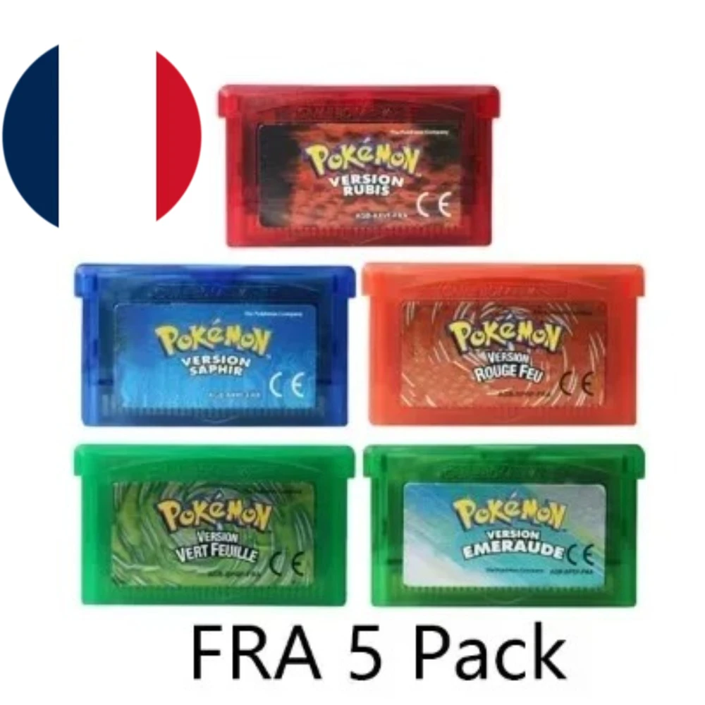 

Французская игра GBA, серия Pokemon, 32-битный картридж для видеоигр, консольная карта, Pokemon Emerald FireRed Ruby Leaf, зеленый сапфир