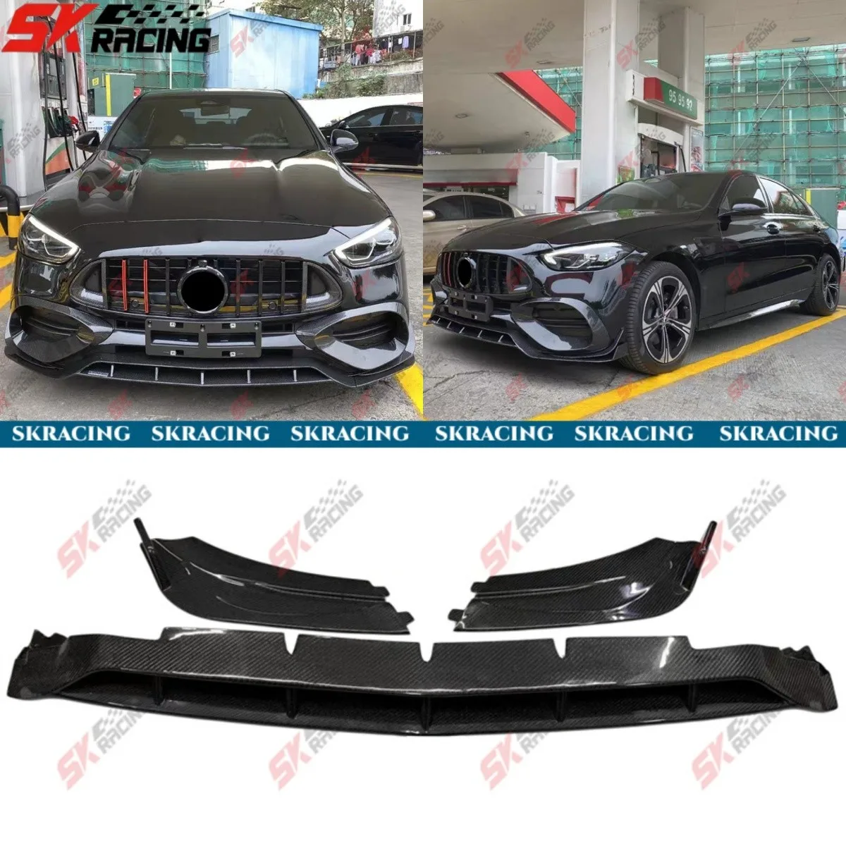 

3PCS For Benz C-Class W206 C200 C43 AMG 22+ Forged/Carbon Fiber Front Bumper Lip