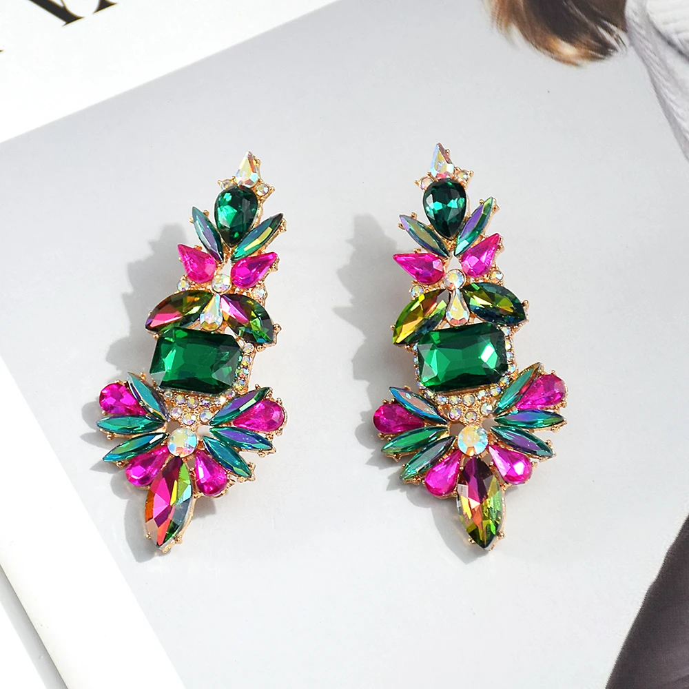 Boho Vintage Multicolored Crystal Beads Drop Earrings For Women Girls Party Statement Jewelry Accessories