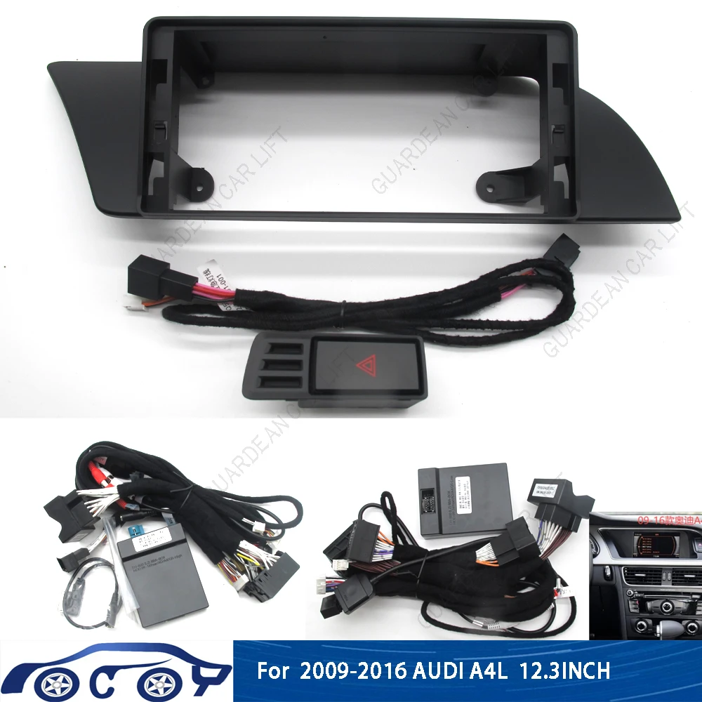 12.3 Inch Car Radio Fascias For 2009 - 2016 Audi A4 A4L A5 B8 LHD Android Stereo Frame Panel With Cable CANBUS Decoding