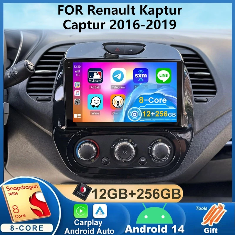 Android 14 For Renault Kaptur Captur 2016 - 2019 Multimedia Video Player Car Radio Navigation stereo GPS DSP WIFI 4G 2 din