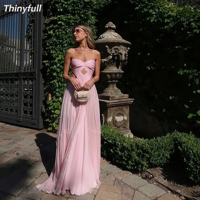 

Thinyfull A-line Chiffon Prom Dress Sleeveless Sweetheart Long Evening Dresses Formal Occasion Gown Robe De Soirée Customized