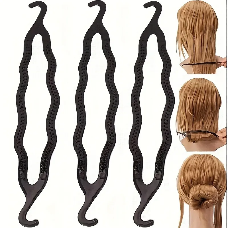 Roll Hair Styler Instant Buns Curls Twists for Wet Dry Hair, Plastic Curling Tool with Double-Headed Design for Home Salon Use