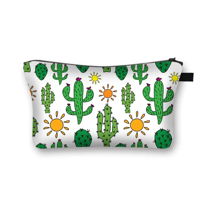 Cute Cactus 3D Printing Cosmetic Bag Girl Fashion Makeup Case Portable Cactus Lady Storage Bag Cosmetic Bag