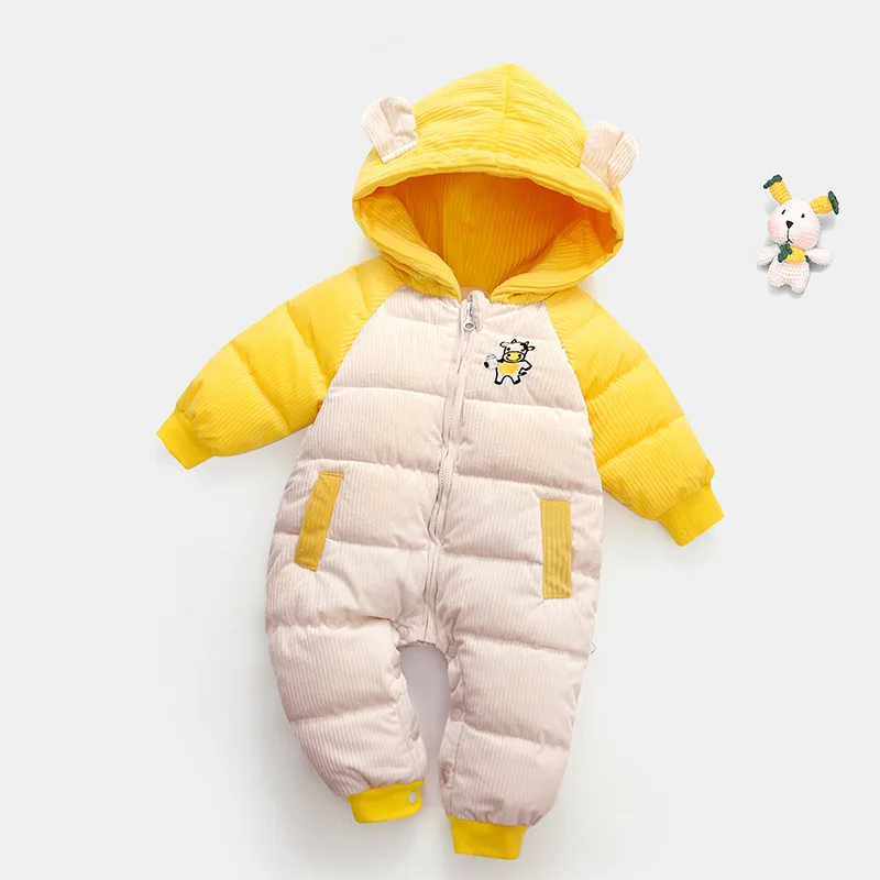 Baby clothes new boys and girls warm and thick one-piece cotton clothes baby cotton clothes plus velvet romper winter