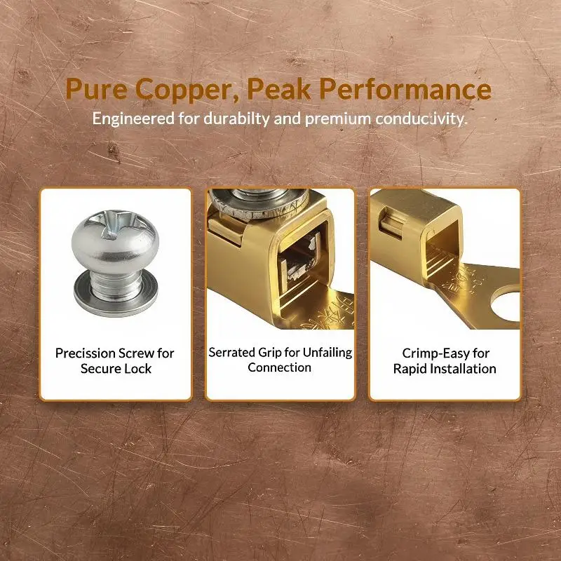 Brass Copper Wire Terminal Connectors Easy Crimp High Conductivity 1Pcs for Security Camera Wiring Installation