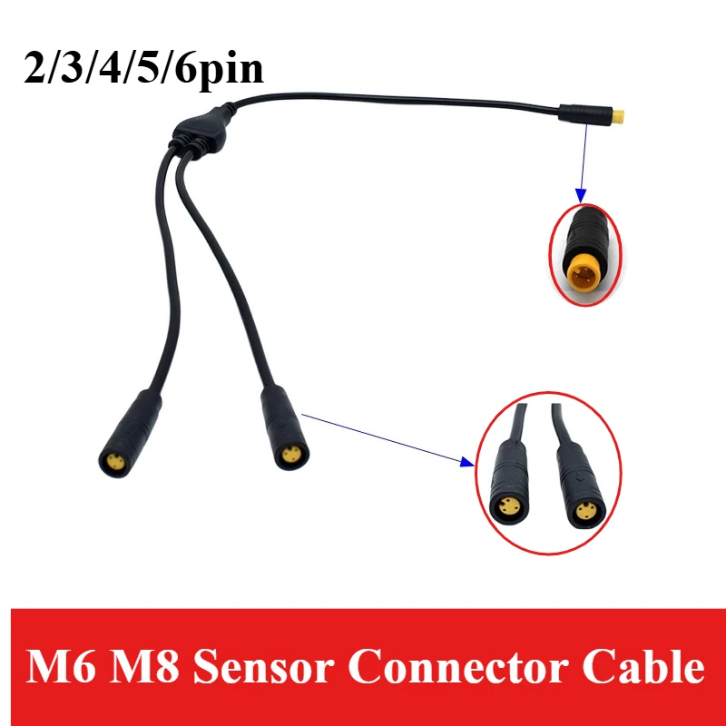 Waterproof M6 M8 Julet 1 Male to 2 Female 2/3/4/5/6pin Ebike DC Splitter Electric Bicycle Butt Joint Plug Sensor Connector Cable