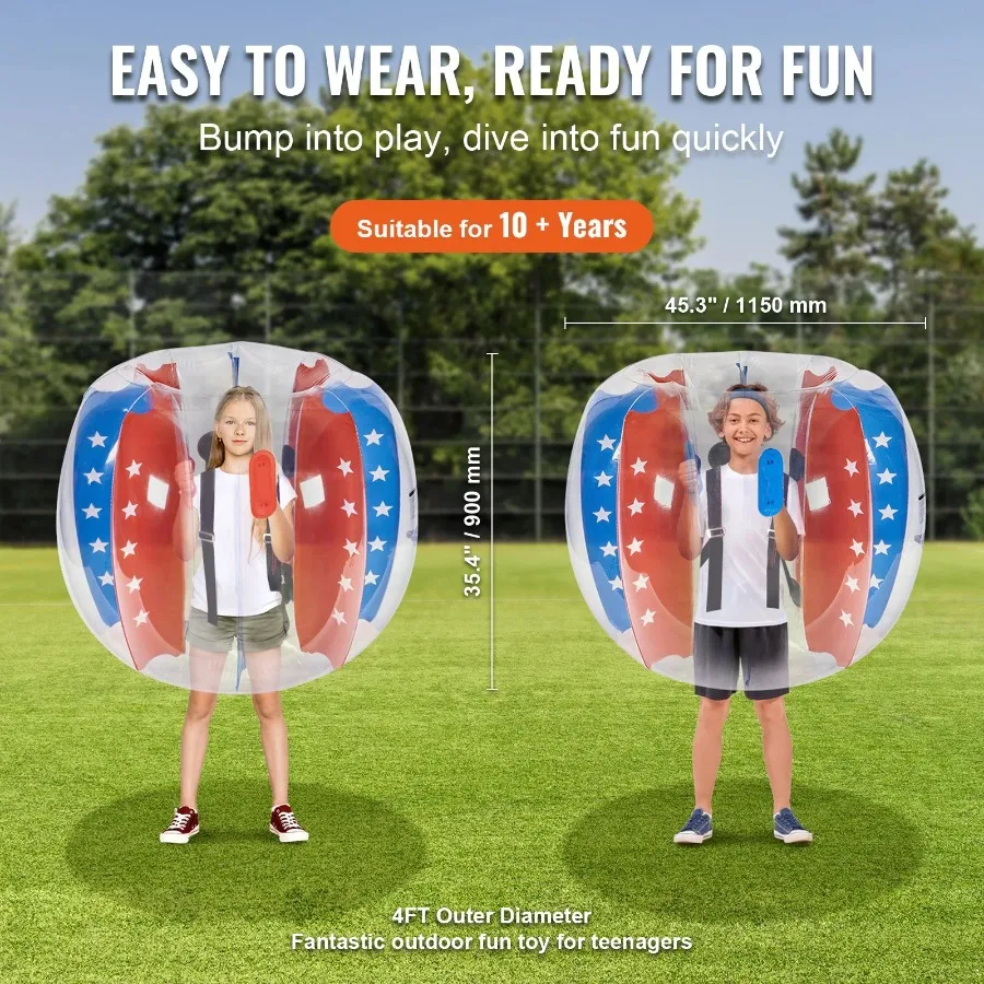 ลูกบอลกันชนเป่าลม 2 แพ็ค 4FT/1.2M PVC Sumo Zorb Balls สําหรับวัยรุ่น