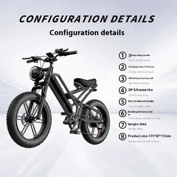 Fat Tire Electric Bike 500W 48V Motor Electric Bicycle, 20" Off-Road EBike with Hydraulic Disc Brakes,for Adults City Commuting