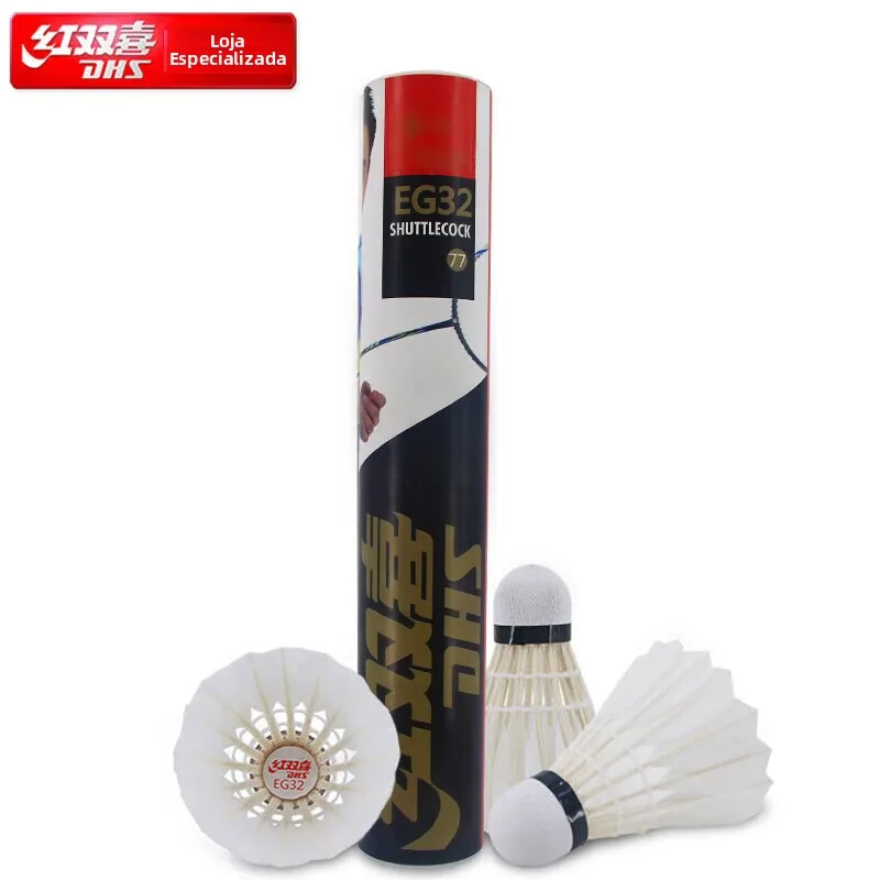 volant-de-badminton-red-double-happiness-eg32-pour-entrainement-en-salle-et-competition-vol-stable-professionnel-tete-en-plastique-dur-durable
