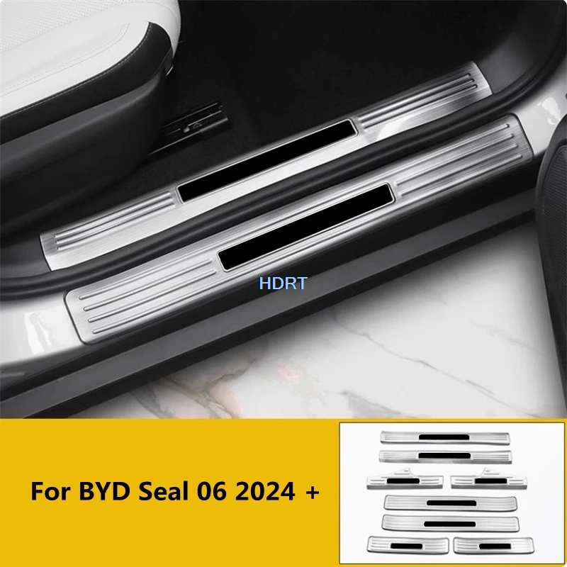 Car Styling Decoration Accessories Door Sill Threshold Welcome Pedal Scuff Plate Rear Trunk Guard Cover For BYD Seal 06 2024 +