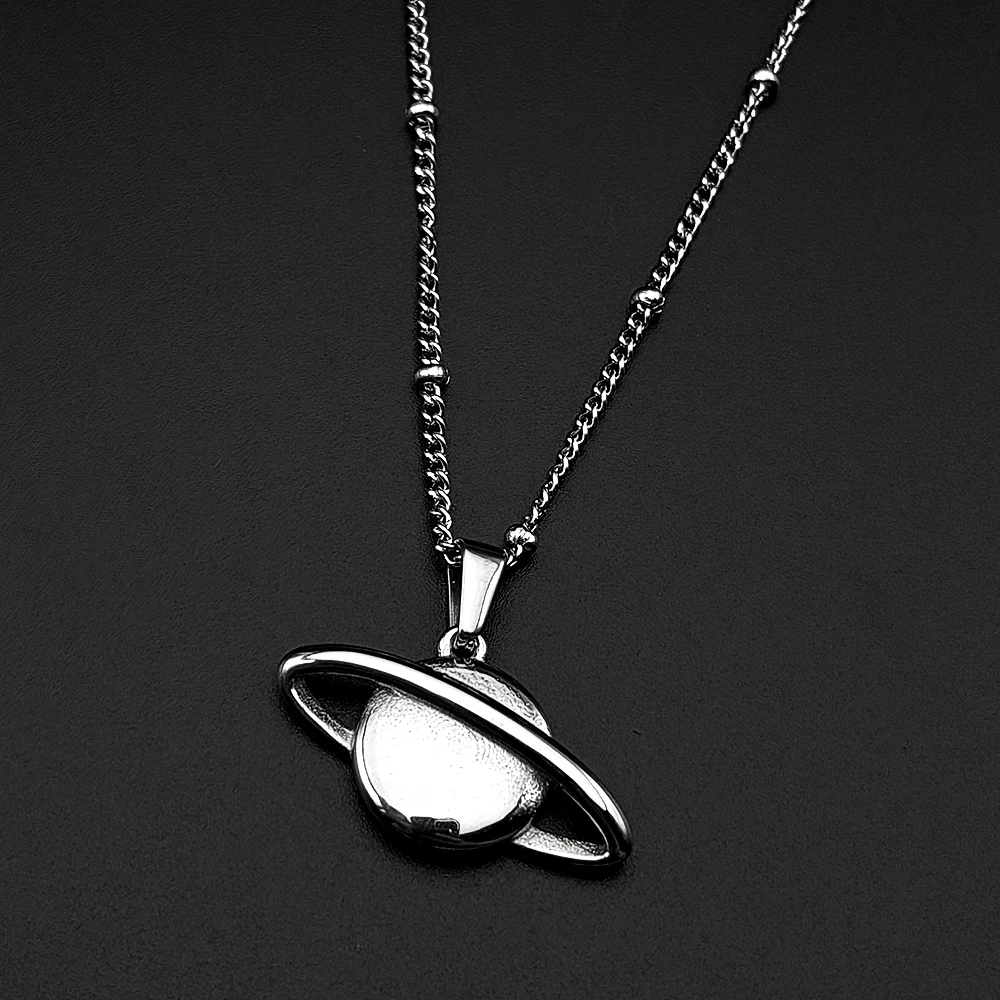 Aesthetic Space Saturn Charm Necklace For Women Men Stainless Steel Gold Color Romance Female Wedding Chain Astronomy Jewelry