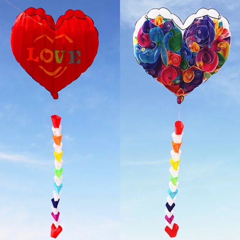 

free shipping inflatable kites heart kites fly nylon fabric kite weifang kite string steering kite outdoor toys for adults kites