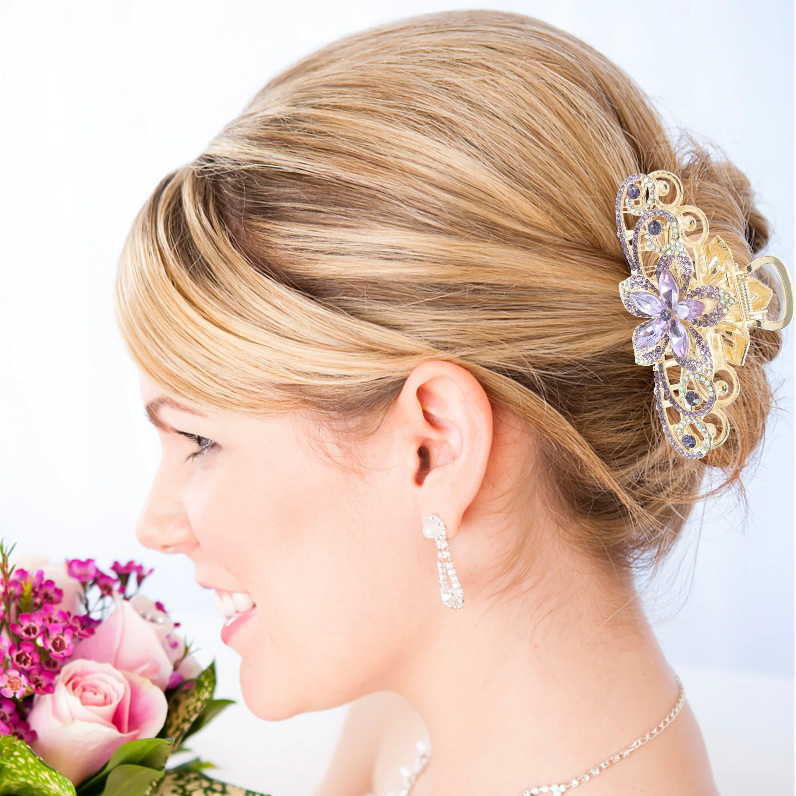 

Large Claw Hair Clip Alloy Rhinestone Durable Big Size Jaw Clips For Women Girls Hair Accessories Color