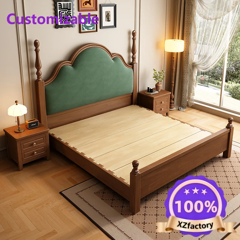 Factory Direct 2026 Top Estilo francés, cama retro de madera maciza, estilo americano, alojamiento en familia, estilo medieval,