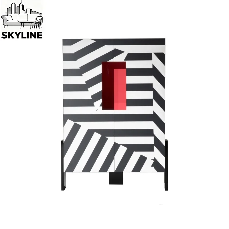 Zebra pattern dining side cabinet simple living room porch cabinet dining room display cabinet