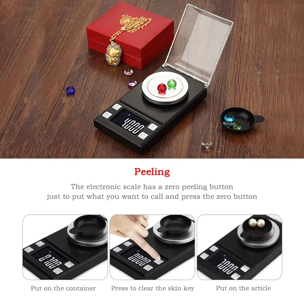 0.001g Digital Jewelry Scale Mini Pocket High Precision Milligram Carat Scale With Backlit Lcd