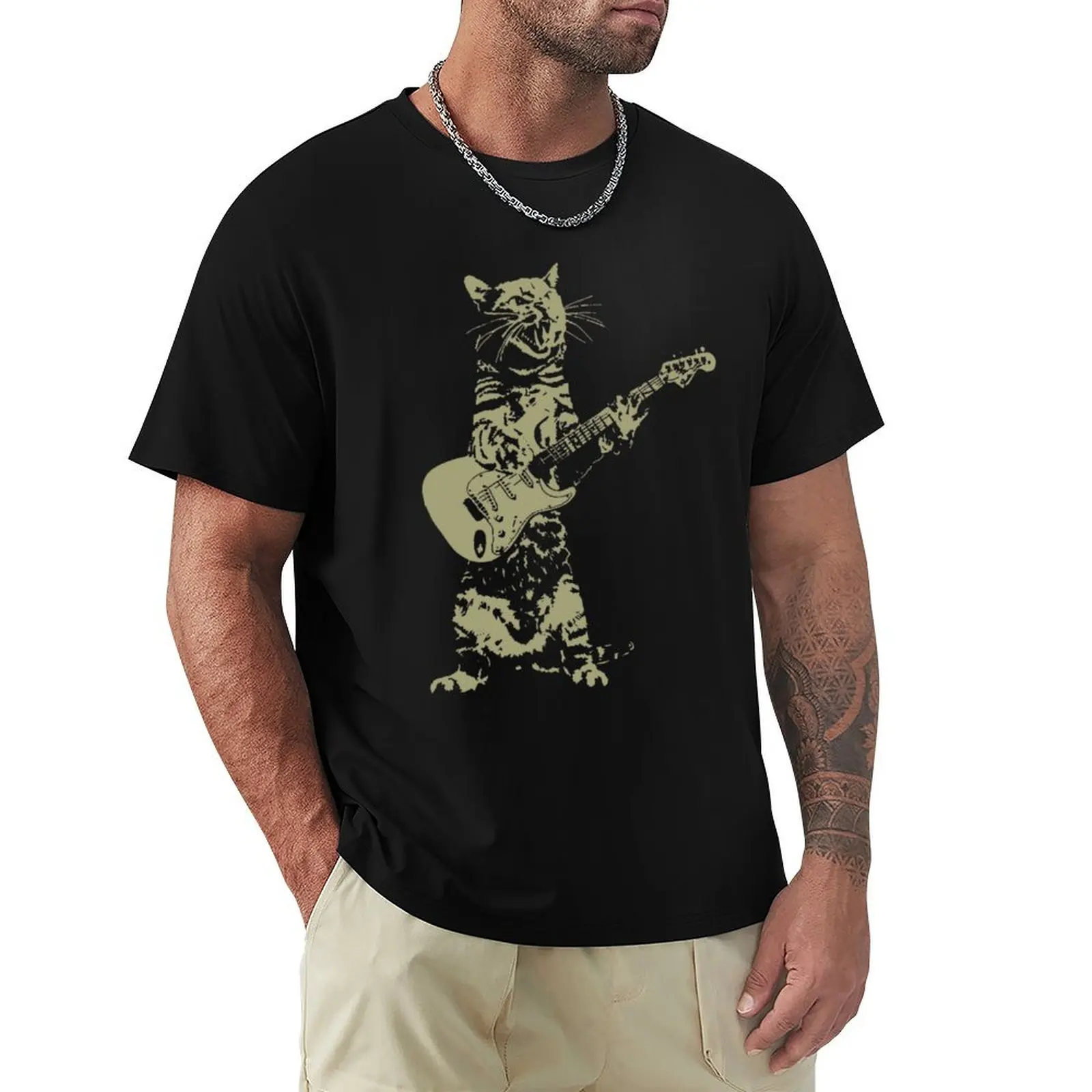 

Cat Playing Acoustic Guitar Cool Musician Guitarist T-Shirt fashion shirts Personalized t-shirt mens t shirt