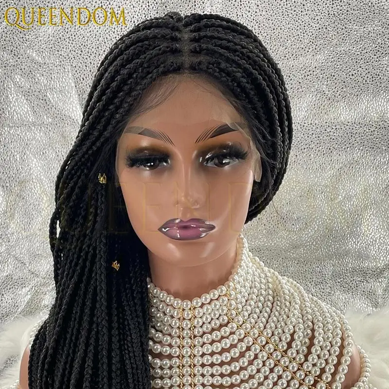 

36 Inch Synthetic Long Cornrow Box Braided Wig for Black Women Straight Goddess Full Lace Natural Wig Knotless Box Faux Locs Wig