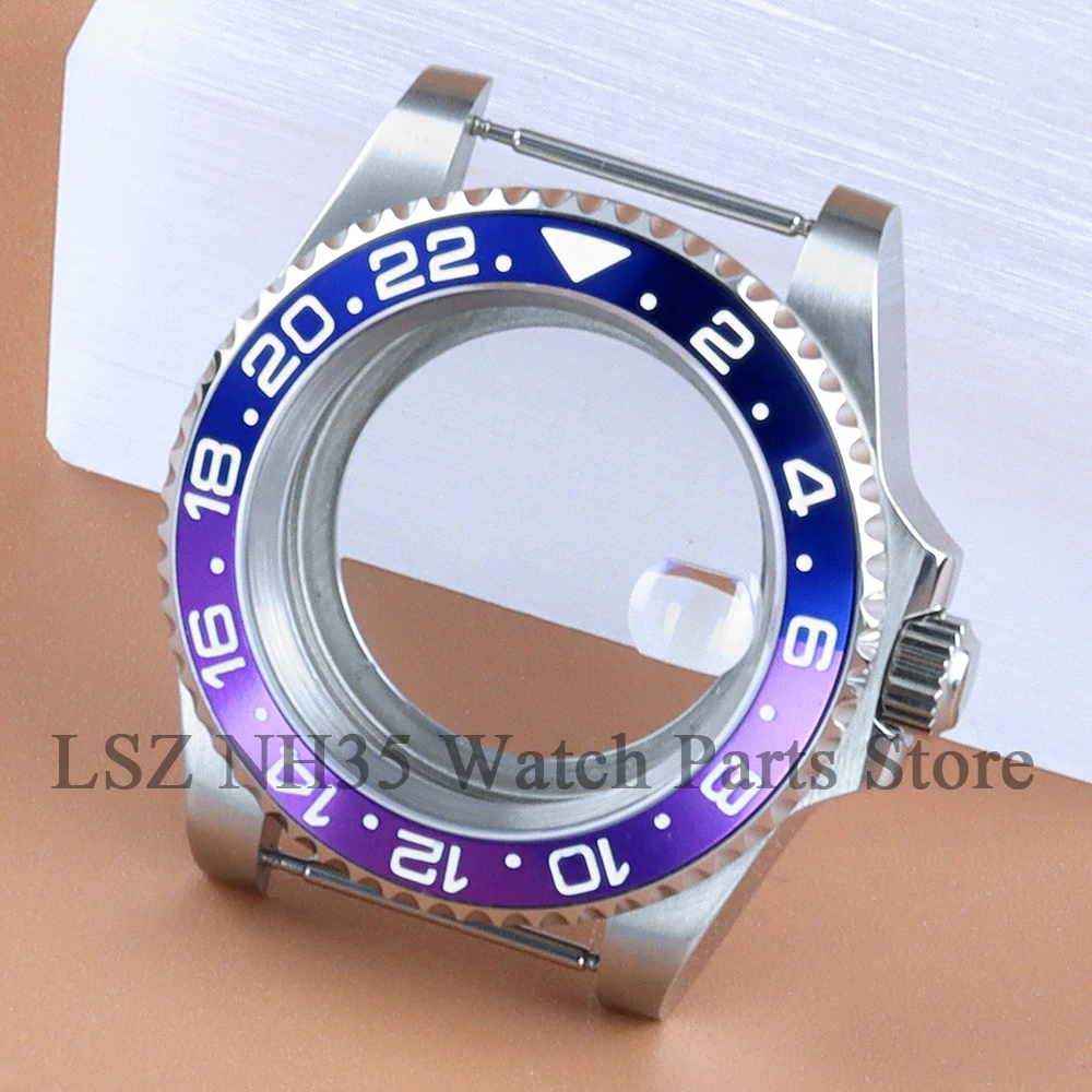 

For 40MM GMT Bezel Case 316L Stainless Steel Watch Case Fit NH35 NH36 NH38 NH34 Movement 28.5mm Dial Sapphire Glass Watch Parts
