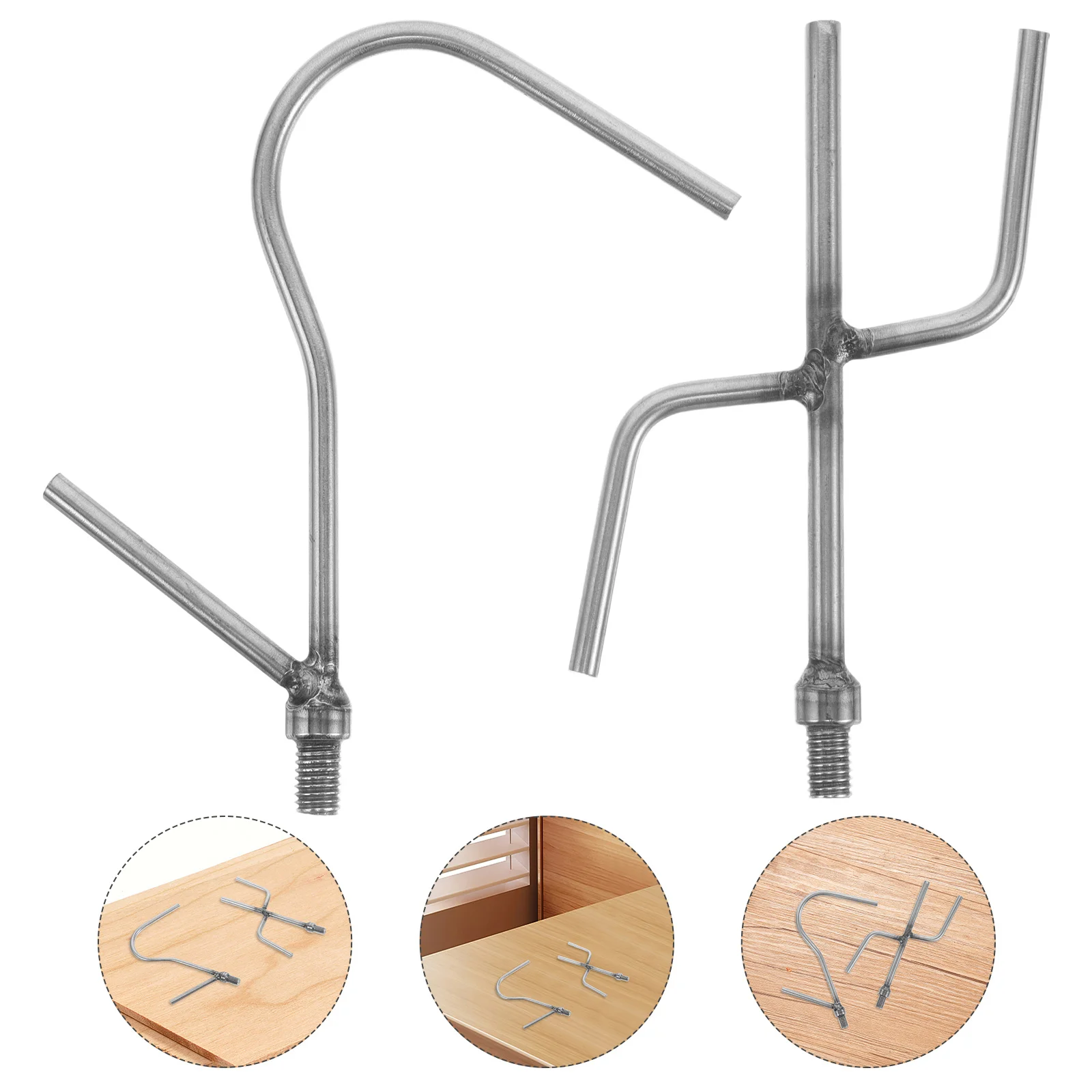 

2pcs Stainless Steel Telescopic Rod Hook Replacement For Clothes Closet Hanging Utility Hanger Pole Adjustable Support Extension