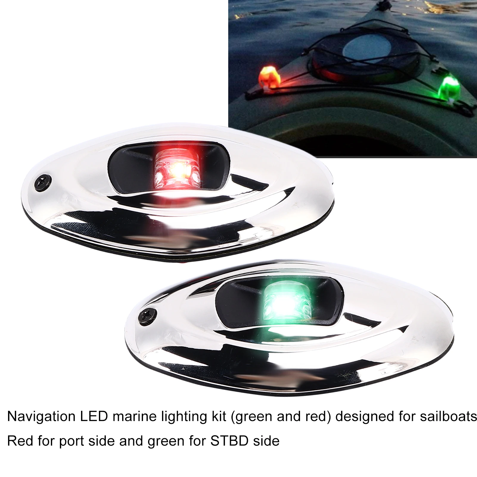 

Boat Navigation Light LED Green Red IP66 Waterproof 1 Nautical Mile Visibility Sailing Signal Lamp for Pontoons Yachts
