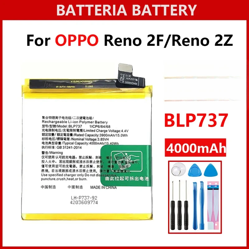 

Аккумулятор BLP737 4000 мАч для OPPO Reno 2Z Reno 2F, сменные аккумуляторы + инструменты