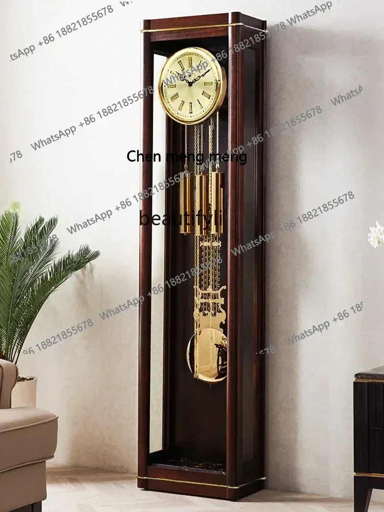

smt7486 new Modern Minimalist Floor Chinese Retro Large Pendulum Clock Living Room New Chinese Mechanical Standing Grandfath