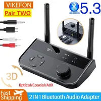 Bluetooth 5.3 Audio Transmitter Receiver Wireless Music Adapter Pair 2 Devices BT 5.0 3.5mm Aux Jack RCA For TV Car PC Headphone