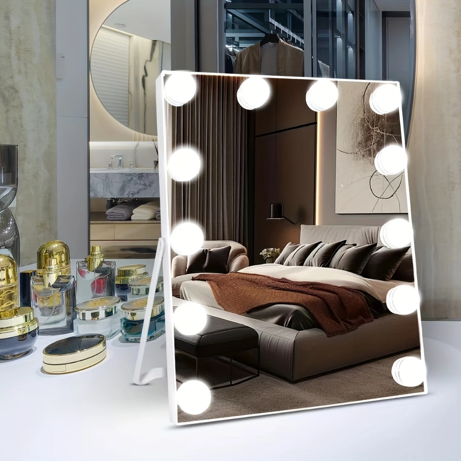 

Adjustable Brightness Makeup Mirror with Lights for Precise Control and Flawless Application, Perfect for Any Beauty Routine or