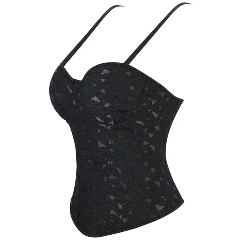 مشد بوستير برباط أسود على الطراز الفيكتوري للنساء، ملابس داخلية لتنحيف الجسم، ملابس داخلية للتخسيس فوق الصدر