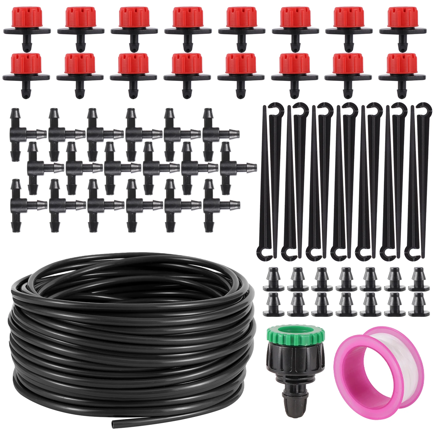 Drip Irrigation Kit 5~20M Automatic Watering System with Adjustable Emitters for Potted Bonsai Plant DIY Micro Drip Water-Saving