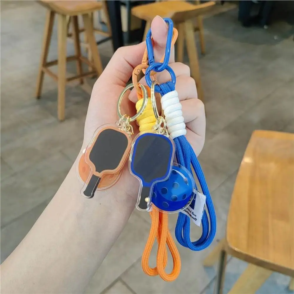 New Acrylic Pickleball Paddle Keychain Detachable with Lanyard Pickleball Racket Pendant Fitness Series Pendant Bag Accessories