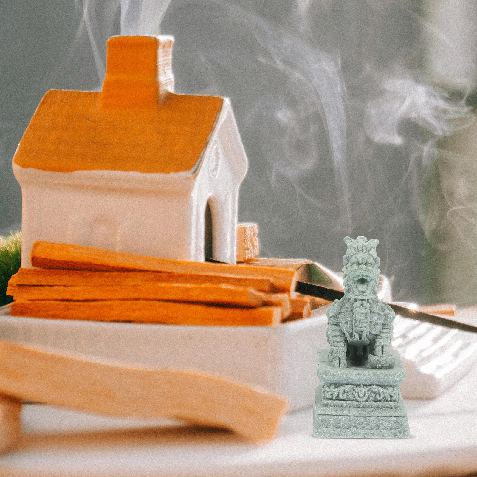 

Stone Carving Lion Unicorn naments Green Sandstone Home Decor Aquarium Landscape Fish Tank Accessories Lifelike Crafts