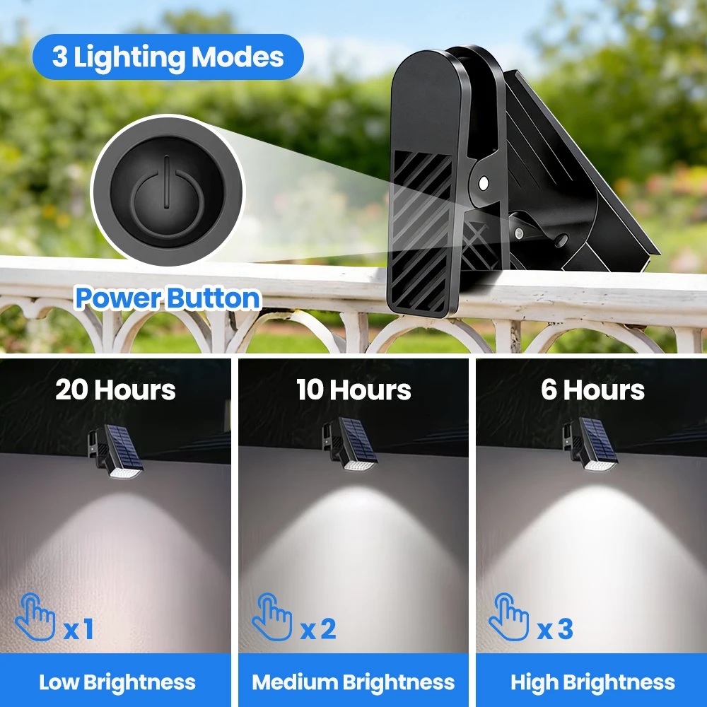 Solar Clip On Spot Lights Outdoor  2-in-1 Waterproof IP65 Solar Powered Lights For Outside Yard Garden Wall Pathway